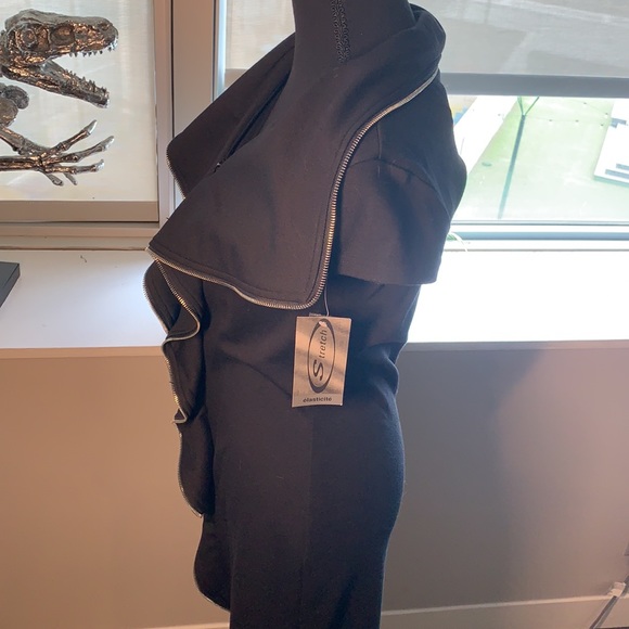 Samuel Dong black dress with zipper ruffled detail - Picture 4 of 7